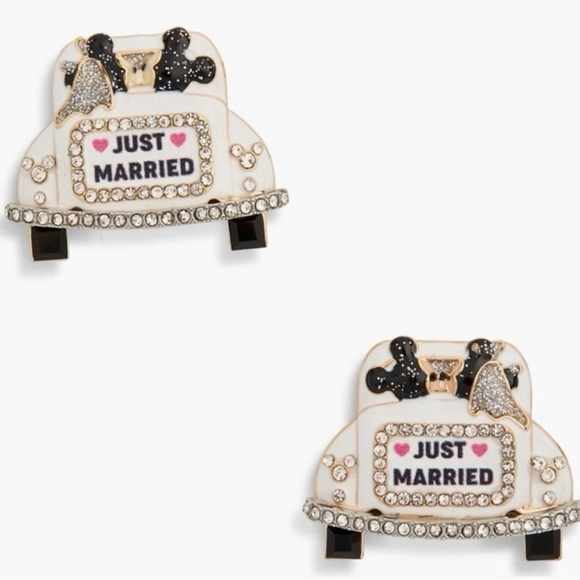 NWT Disney BaubleBar Mickey & Minnie Just Married White Convertible Earrings - Picture 2 of 10